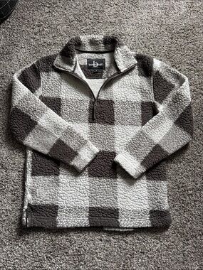 Boxercraft Gray & White Sherpa Quarter-Zip Pullover